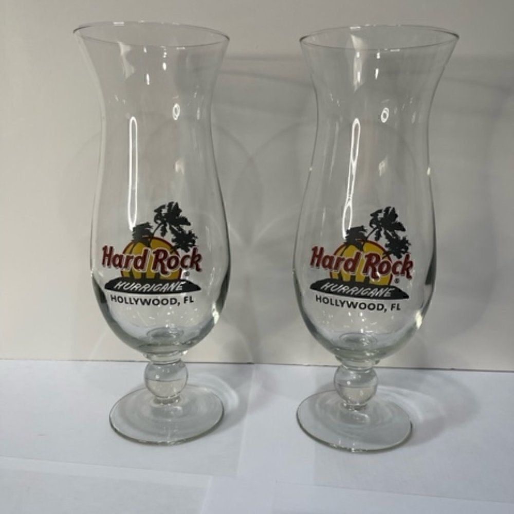 NEW ! Set 2 HURRICANE GLASSES Souvenir Hard Rock Hollywood FL  Hard Rock